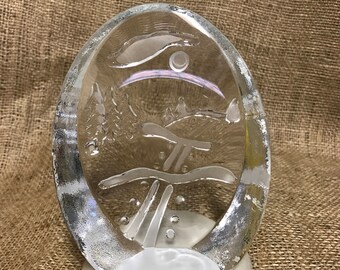 Finnish Iittala paperweight winter scene