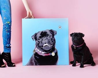 Custom Dog portrait Custom Dog Painting Custom Pet portrait Watercolor Painting Original Painting Memorial Art Custom Pug Portrait,gift idea