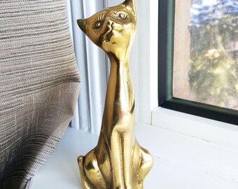 Vintage, vintage figurine, brass figurine, Brass Cat, Cat figurine, Vintage decor