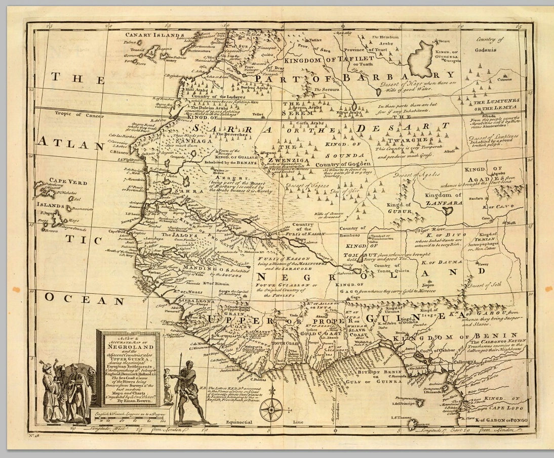 Negroland Map Kingdom of Judah 1747 Map of West Africa