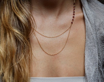 Ruby Necklace, Boho Necklace, Bohemian Necklace, Layered Necklace
