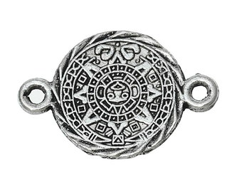 Silver Inca coin connector 24x16mm (2 pieces)