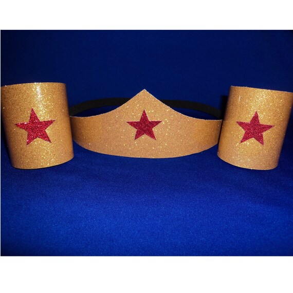 Classic Wonder Woman Costume Accessories Set Tiara and Cuffs