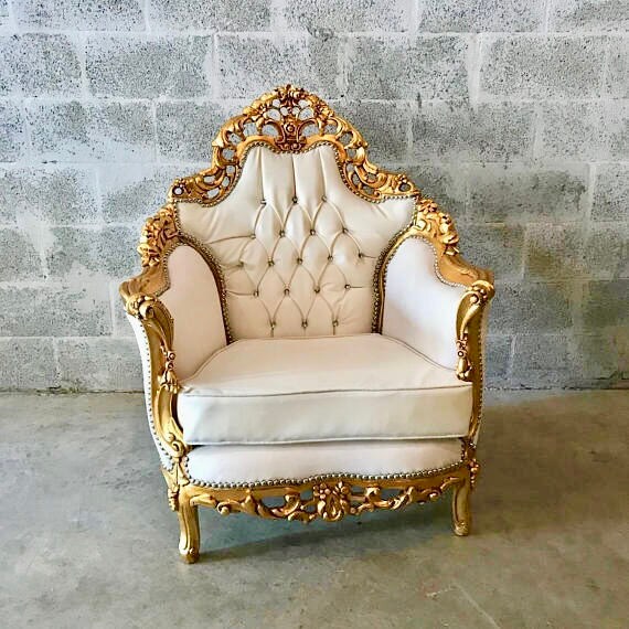 Italian Antique Furniture Throne Chair Rococo Tufted Chair 1 - Italian Antique Furniture Throne Chair Rococo Tufted Chair 1