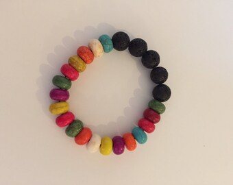 Howlite and lava stone, essential oil diffuser bracelet