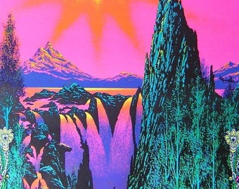 BIG Vintage 1970 Psychedelic~GARDEN Of EDEN~Blacklight Poster