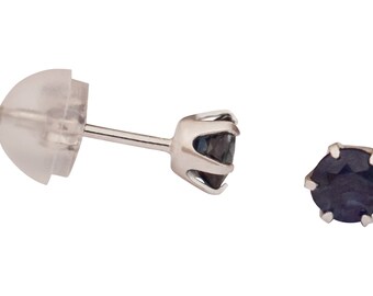 platinum earrings with sapphires - sapphire stud earrings with 1/2 ct of blue sapphires