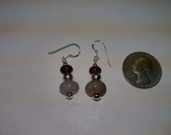 Sterling silver and coprolite (Dino dung) bead earrings