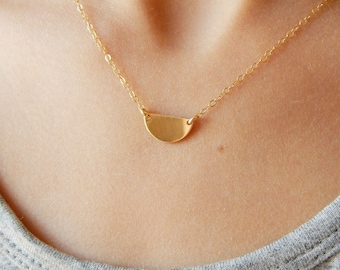 Small gold necklace, Half circle necklace, Dainty gold necklace, Tiny gold necklace, Delicate necklace, Gold jewelry, Dainty necklace