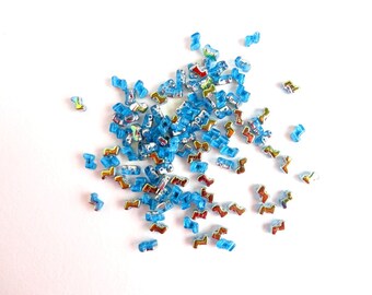 40 x 5x6mm Czech Glass Beads, Blue Vitrail 2 Hole Czech Glass Beads, Z Beads, Blue Double Hole Beads ZOR0001