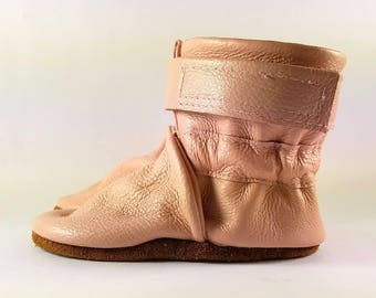 0 to 6 Month Soft Sole Pink Leather Baby Boots