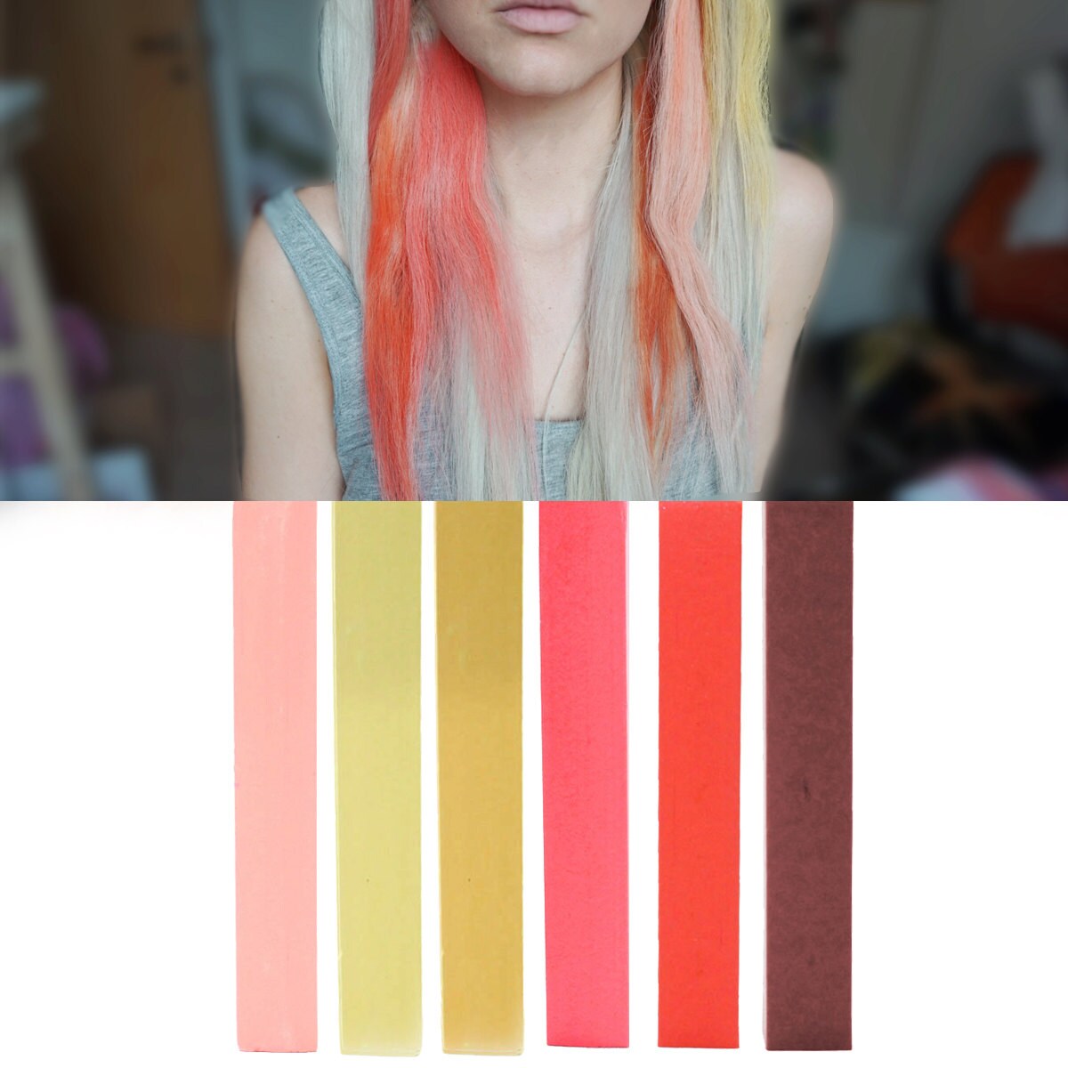 ROSE GOLD Pink Blonde Ombre Hair Chalk Set Of 6 DIY Bronde