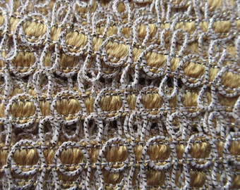 3 Yards Vintage Metallic Trim In Yellow White And Gold Old Store Stock VT 13
