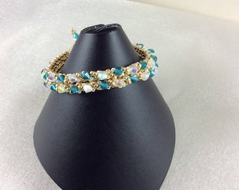 The "Violette" Swarovski crystal bracelet in blue-green and clear crystal