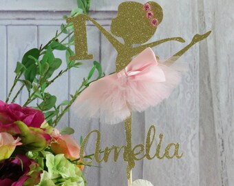 1st Birthday, Ballerina, Cake Topper, ANY AGE NAME, 2nd Birthday Party, Second Birthday, Ballerina Decor, Ballerina Birthday, Glitter Cake