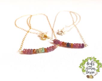 Gold tourmaline necklace - tourmaline necklace - 14k gold filled - dainty necklace - October birthstone necklace - beaded bar necklace