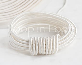 White SILK cord Wrapped Silk Satin Cord rope 1.5 mm thick organic natural hand spun silk polyester core Jewelry Supplies (3 feet)