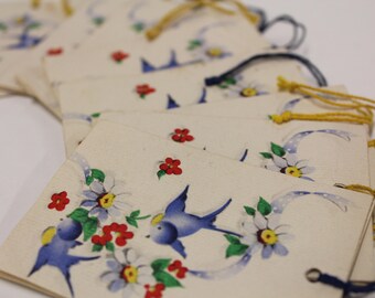Vintage Bridge Booklet Tally Cards, Blue Bird. Design, Bridge Score Cards, Used Tally Card Set of Twelve, Tally With Tassel.
