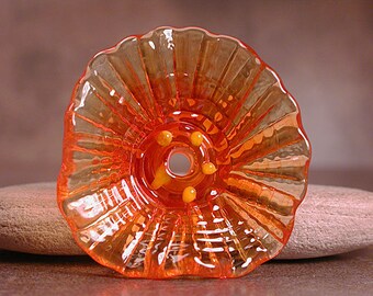 Glass Flower Focal Bead in Transparent Orange, Lampwork Flower, Sculptural Flower, Divine Spark Designs, SRA