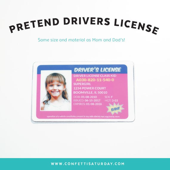 Pretend Drivers License Kids Pretend License Kids ID Kid Pretend Drivers License Kids Pretend License Kids ID Kid