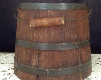 Primitive Wood Bucket Antique Bucket Vintage Firkin Sap Bucket Farm Bucket Primitive Decor Farmhouse Decor