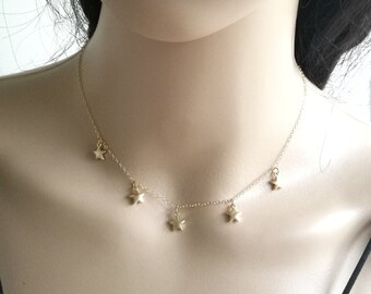 Star Necklace, Gold Star Necklace, Tiny Star Necklace, Gold Fill Star Choker Necklace, Multi Star Necklace, Dainty Star Necklace, Star Gift