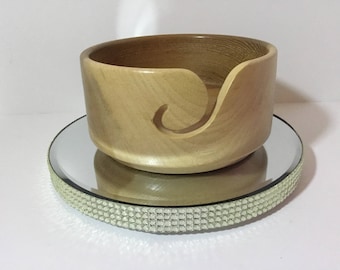 Wooden yarn bowl, hand turned from ELM (ELM13)