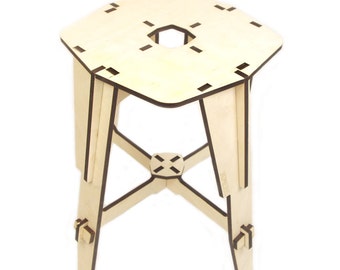 DIY tabouret - laser cut wooden tobouret 45.5 cm high