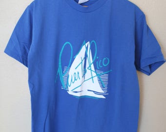 vintage puerto rico blue vacation tourist t shirt