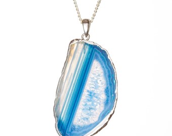 Blue Agate Slice Necklace