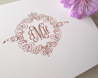 Deluxe Monogram Personalized Folded Note Cards