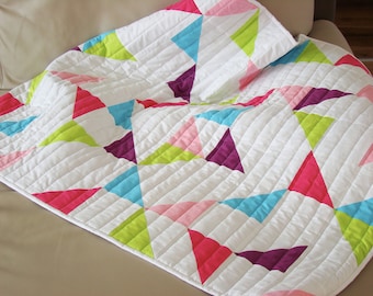Modern Baby Quilt, Crib Quilt, Baby Girl Quilt, Quilts for Sale, New Mom Gift, Ready to Ship Quilt, Quilt on Sale