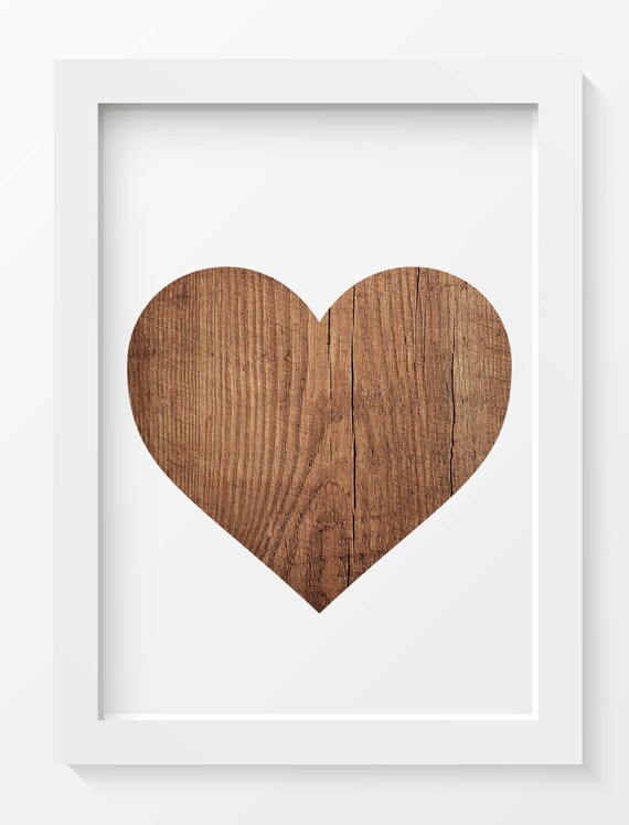 Rustic Wood print Heart Print Heart printable Home decor