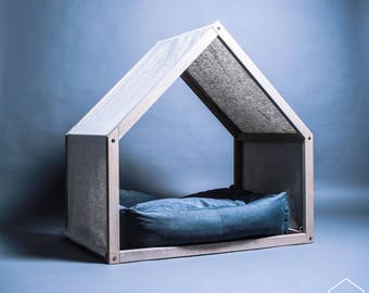 Modern dog house with a linen cover, Dog bed, Pet house, Pet bed, Pet furniture, Dog bed house, House bed