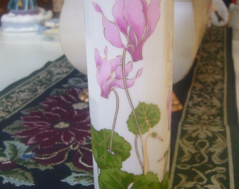 Vintage 1970's Cyclamen, Otagiri Japan, Pink Flowers, Bud Vase.