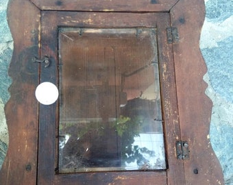 wooden box with door, very old box, clock box, glass box, box of the beginning of the last century, beautiful box