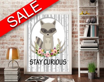 Wall Art Stay Curious Digital Print Stay Curious Poster Art Stay Curious Wall Art Print Stay Curious Kids Art Stay Curious Kids Print Stay