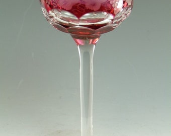 John WALSH WALSH Crystal - Cranberry Fruiting Vine Hock Glass - 6 3/4"
