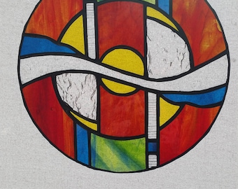 Abstract Round Stained Glass Suncatcher
