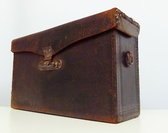 Vintage Very Rare Victorian 1900s Deep Brown Leather For Pony Premo 3b Camera Case - With Leather Carry Handle - Steampunk