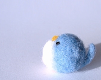 Felted bird, Needle felted blue bird, handmade wool bird