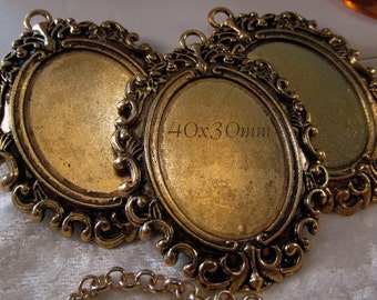 40x30mm Antique Gold Setting - "Enchantment VII" - 3 pc : sku 11.17.14.1 - U17