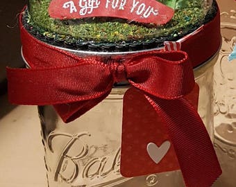 Mason Jar Gift Container--Hand made Diorama for Saying Thanks or Welcome