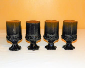 Tiffin Madeira Smokey Brown Franciscan 5 1/2" Water Goblets, Set of 4 Glasses