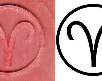 Astrological Design Stamp for Ceramic Clay - PMC - Textiles - Scrap Booking - Celestial Symbol for Aries - Zodiac Aries Design Stamp