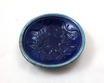 Butterfly Bowl Handmade Raku Pottery