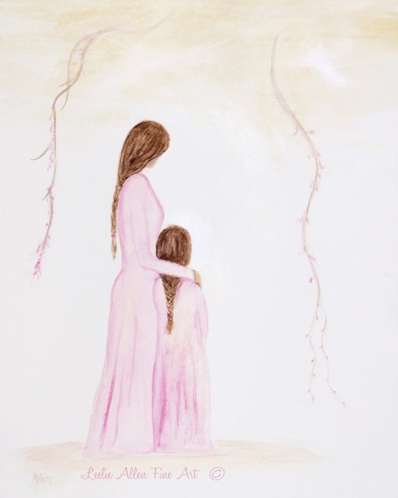 Mother Daughter Art Print Mother Art Motherhood Big Sister