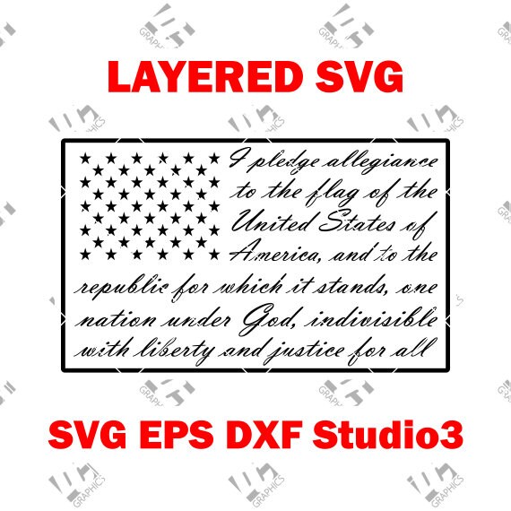 Download Pledge Of Allegiance Flag Cutting File SVG EPS DXF and