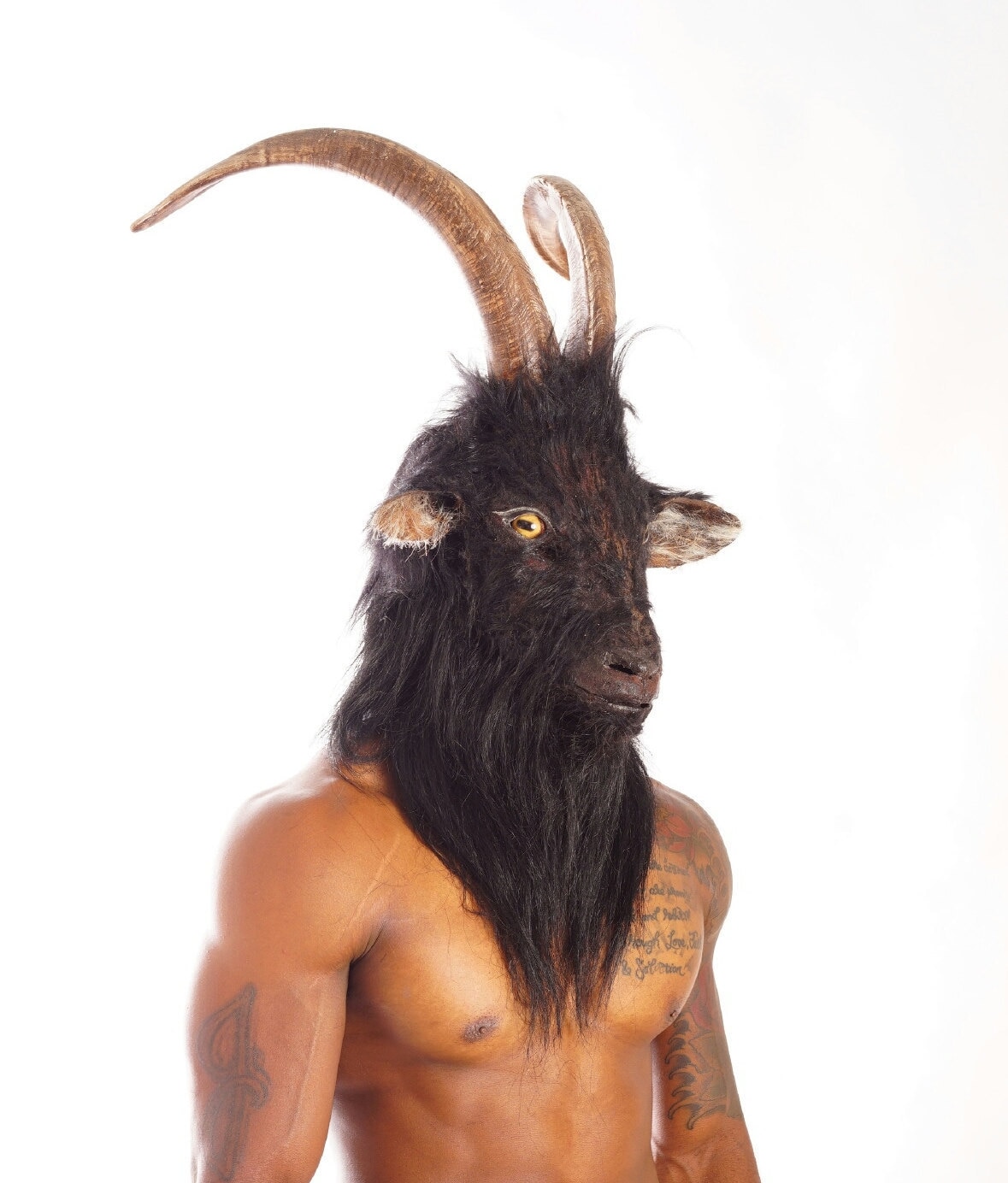 Black Phillip furry goat mask
