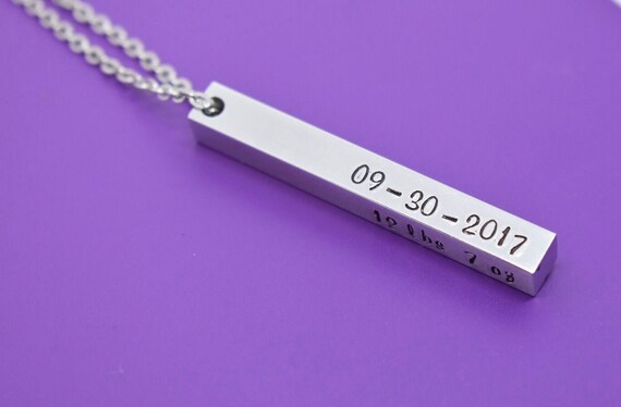 Birth Bar Necklace Mom Gift Mothers day Four Sided